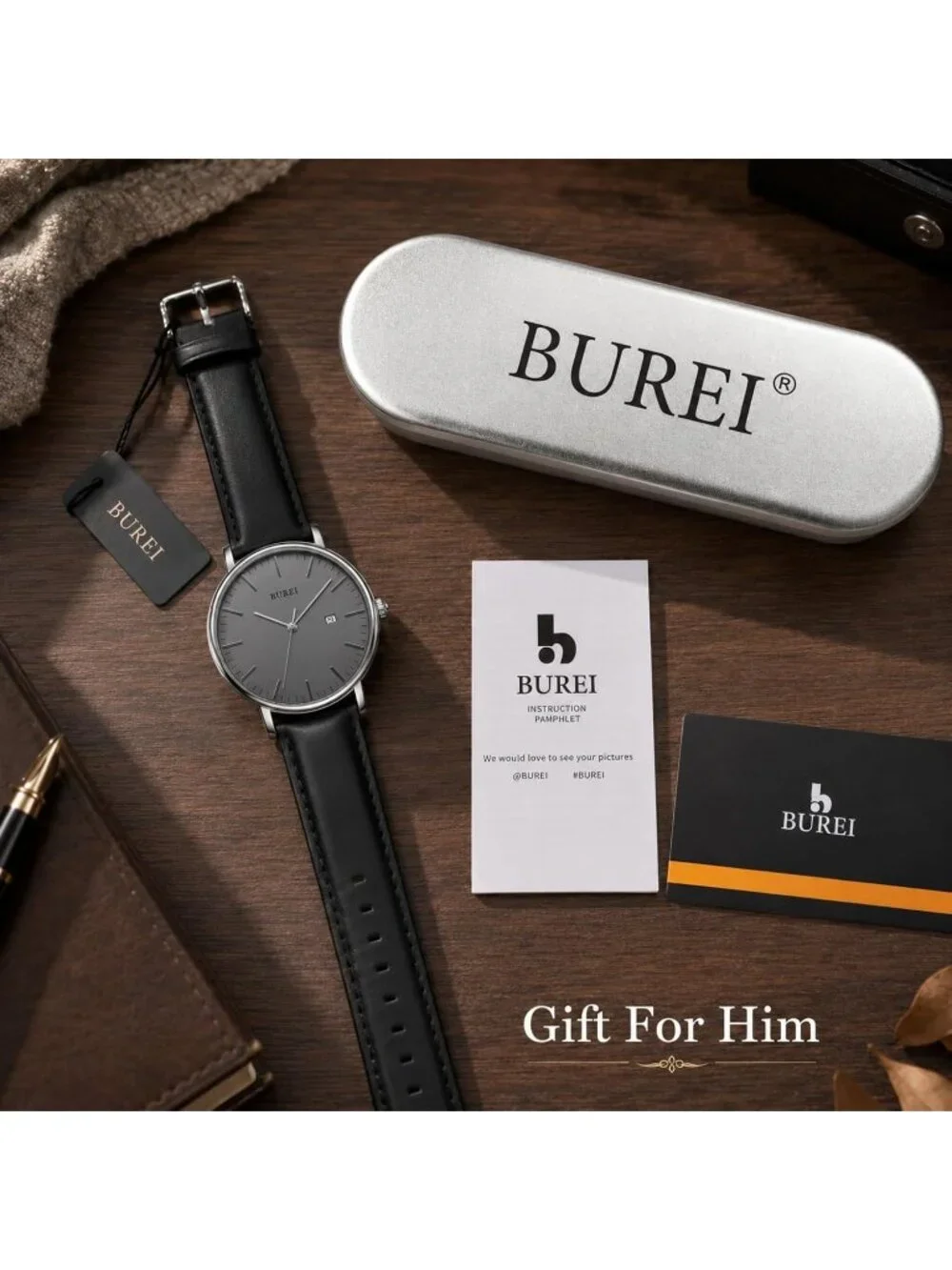 Men's Silver Black Ultra Thin Minimalist Analog Waterproof Classic Wrist Watch